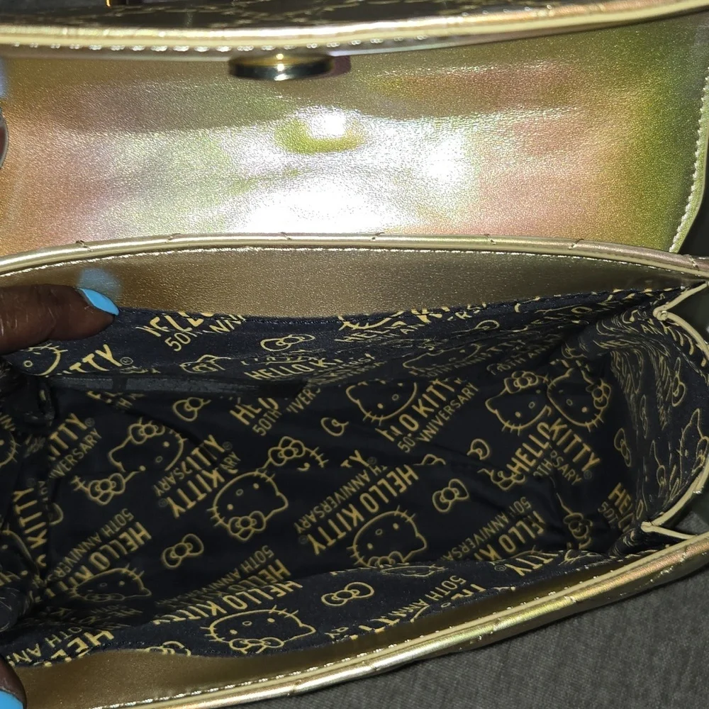 NWT Sanrio Hello Kitty 50th Anniversary Metallic Gold Crossbody Bag - Picture 8 of 13